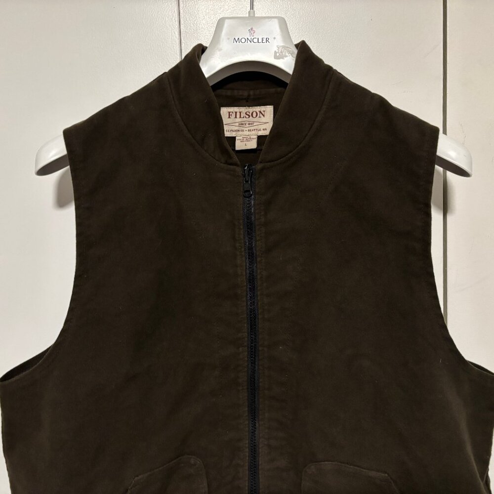 Filson Vest Liner Brown Full Zip Moleskin Hunting Casual Made in USA - Large - Picture 2 of 9